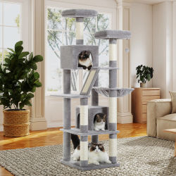 Torre de árbol para gatos de varios niveles con postes para rascar, Condo, hamaca, tablero para rascar gatos, accesorios para gatos, muebles para gatos, gatos de interior