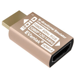 Adaptador Emulador EDID HDMI Passthrough - Conector Ficticio para Monitor Virtual, Adaptador de Pantalla Fantasma sin Cabeza, 1920x1080@60Hz a 144Hz
