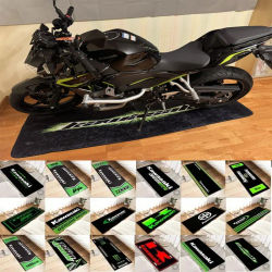 Alfombra para motocicleta Kawasaki, alfombra para garaje, camiseta de carreras para Moto, estera de exhibición para motocicleta, alfombra antideslizante para decoración de suelo Kawasaki