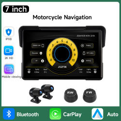 Reproductor Multimedia para motocicleta de 7 pulgadas, grabadora HD 2K, navegación GPS, CarPlay inalámbrico, Android Auto, pantalla impermeable IPX8, Bluetooth