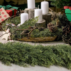 Plantas artificiales de 275Cm, árbol de Navidad, guirnalda de hojas de ciprés, decoración de la habitación del hogar, patio al aire libre, mimbre de pino, coronas adornadas colgantes