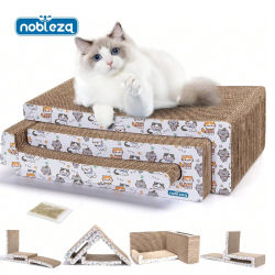 Nobleza Rascador Cartón para Gatos Tableros 3 en 1 con Hierba Gatera, Rascador de Cartón Corrugado, Rascador de Muebles, Disponible en Ambos