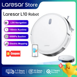 Robot Aspirador y Mopa Laresar L10 SoF LiDAR, 6500Pa, 150min, Inalámbrico, Control por Aplicación, Limpieza Inteligente de Pisos y Alfombras con Tecnología LDS
