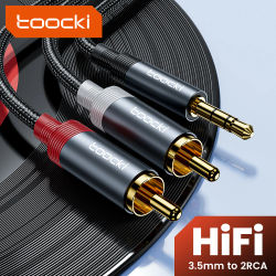 Toocki Cable de Audio RCA 3,5mm macho a 2RCA Cable Aux divisor 2RCA Cable de altavoz para TV PC amplificadores DVD portátil MP3 Cable extensor