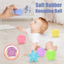 6 piezas de juguetes sensoriales para bebés, pelotas texturizadas para el tacto, pelota suave para masaje, sonajero para bebés, juguetes para estimular los sentidos.