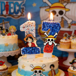 Vela Temática de One Piece con Número del 0 al 9, Vela de Luffy para Decoración de Pasteles, Fiesta de Cumpleaños para Niños, Decoración para Baby Shower, Regalo