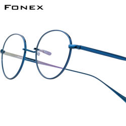 Montura de gafas de titanio FONEX para hombre, gafas ovaladas Retro de diseño de marca para mujer, gafas ultraligeras japonesas Vintage de alta calidad 85732