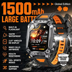Nuevo Reloj Inteligente Militar 2026 para Hombre, 3ATM, Deportivo, Monitor de Actividad Física, Presión Arterial, Monitoreo de Salud, Llamadas Bluetooth, GPS