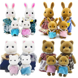 Familia de animales del bosque, muebles para casa de muñecas, dormitorio, cocina, baño, accesorios de muñecas de simulación en miniatura, juguetes DIY para niñas, 1/12