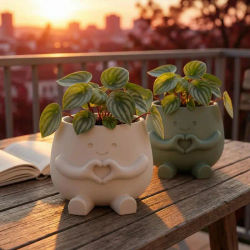 Maceta Original con Forma de Cabeza de Flor, Maceta de Resina para Plantas Suculentas, Decoración Duradera para el Hogar, Jardín, Escritorio