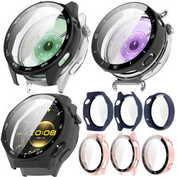 Película de vidrio templado con funda para Huawei Watch GT6 41mm 46mm GT6 Pro SmartWatch alrededor del Protector de pantalla cubierta de parachoques de PC