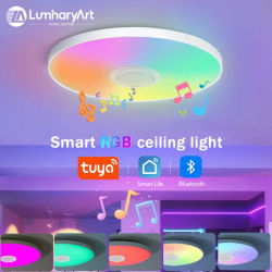 Lámpara de techo LED TUYA altavoz inteligente RGB Control remoto Bluetooth aplicación 30w36w dormitorio sala de estar hogar atmósfera luz música