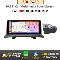 Radio para coche Bonroad sin cable CarPlay Android Auto, para BMW X3 E83, con Bluetooth, navegación GPS, pantalla táctil multimedia