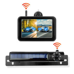 Cámara de respaldo inalámbrica solar, cámara de respaldo con monitor IPS de 5 pulgadas y 1080P, fácil instalación, funciona con