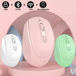 Ratón silencioso inalámbrico adecuado para juegos Esports de oficina de negocios Bluetooth 5,2 2,4G ratones de modo Dual ratón ergonómico recargable
