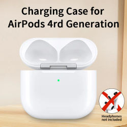 Reemplazo de la caja del cargador AirPods 4 con carga inalámbrica y emergente real: sin auriculares, soporte para batería tipo OEM