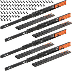 Guías de cajón con amortiguador de Metal, 2 uds., 12-20 pulgadas de ancho de pista, 45mm, carril silencioso de tres secciones, accesorios de herrajes para muebles deslizantes