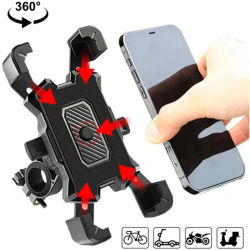 360 ° Soporte giratorio para teléfono de bicicleta, soporte universal para manillar, soporte para teléfono a prueba de golpes, compatible con teléfonos inteligentes de 4 a 7 pulgadas