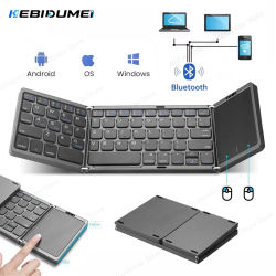KEBIDUMEI-Teclado Bluetooth plegable con panel táctil, teclados inalámbricos portátiles recargables para Android, IOS, Mac, Windows Phone