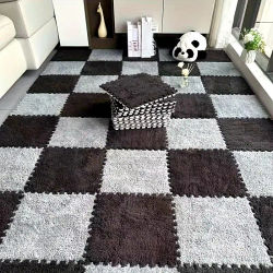 Alfombra de rompecabezas de felpa suave sin BPA, alfombra de espuma entrelazada para sala de estar, Protector de suelo lavable antideslizante cálido, alfombra decorativa para el hogar