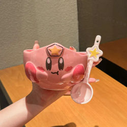 Cuenco de arroz de cerámica periférico con dibujos de estrellas Kirby, cuenco de comedor Personal, hermoso cuenco especial, muebles para el hogar de alta gama para niños