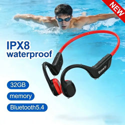 Auriculares de Conducción Ósea Inalámbricos para Natación, Deportes, IPX8, Bluetooth 5.4, con Micrófono, Resistentes al Agua, para Ejercicio y Fitness, NUEVO 2026