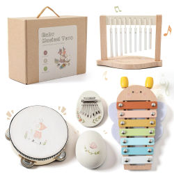 Instrumentos musicales Montessori para bebés de 0 a 12 meses, juguetes de tambor, xilófono, juguetes para bebés, instrumentos educativos de madera para edades tempranas