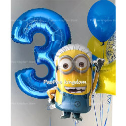 Globos con temática de película de hombre plátano amarillo, número, decoración para fiesta de cumpleaños para niños, globo, decoración para eventos de Baby Shower