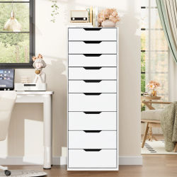 Getone Sinfonier Dormitorio Alto, Cajoneras Interior Armarios, Cajonera con 9 Cajones, Comoda, Mueble Almacenaje, Blanco/Negro, 45x40x124,5cm