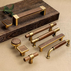 Tiradores de almacenamiento para gabinetes de cocina estilo antiguo, pomos nórdicos de aleación de zinc y madera para cajones, tiradores para puertas de armarios y guardarropas, tiradores para muebles