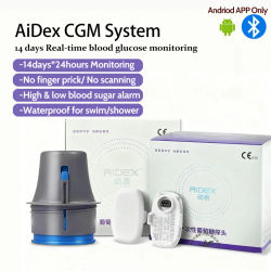 Sensor de Glucosa Aidex CGMS, Monitor Continuo de Glucosa Aidex, Transmisor de Sensor, Monitor de Diabetes CGM, Monitoreo en Tiempo Real 24h, Escaneo Gratuito Libre