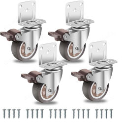 Ruedas para muebles en forma de L, ruedas para cuna de 1-2 pulgadas, abrazadera para gabinete con freno, ruedas giratorias de goma, accesorios de Hardware para muebles, 4 Uds.