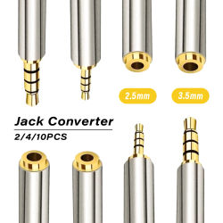 Adaptador de Audio Jack de 3,5 MM a 2,5 MM, conector de clavija de 2,5 MM a 3,5 MM para Cable de altavoz, auriculares y micrófono, 2 uds.