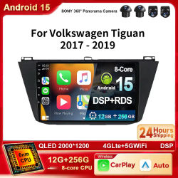 Android 15 soporte Carplay Auto estéreo para Volkswagen Tiguan 2 Mk 2016 2017 2018 2019 4G WIFI Bluetooth altavoces GPS 2 Din