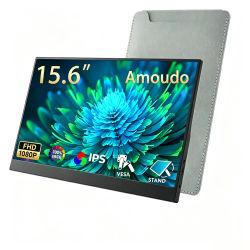 Monitor Portátil Amoudo de 15.6 Pulgadas, 1920x1080P, Panel LCD IPS, Extiende la Pantalla, VESA, USBC, Mini HDMI, Pantalla Móvil