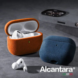 Funda naranja de Alcantara Real para AirPods Pro 3 Pro3, fundas de cuero de ante de lujo para AirPods 4 Pro 2 3 Turn, funda de piel