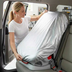 1 unidad de cubierta plateada para asiento de coche de bebé, bloquea el calor y los rayos UV del sol, accesorios universales de viaje para bebés