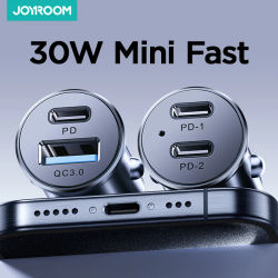 Joyroom 30W USB C adaptador de cargador de coche PD QC3.0 Mini y cargador USB de Metal cargador de teléfono de carga rápida para iPhone Samsung Galaxy