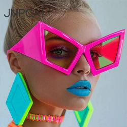JNPCXI Gafas de sol de gran tamaño con forma de ojo de gato para mujer, gafas de sol con degradado Retro UV400, gafas de sol de piernas anchas para hombre