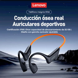 Auriculares Lenovo S106 de conducción ósea auténtica, Bluetooth 6,0, IPX8, resistentes al agua, 32GB, MP3, HIFI, con micrófono para nadar