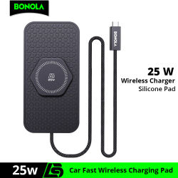 Cargador Inalámbrico de Silicona Bonola para Samsung S26/25/24/23, Antideslizante, Carga Rápida de 25W para Auto, iPhone 17/16/15