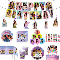 Juego de Decoración para Fiesta de Cumpleaños K-KATSEYE, Platos, Mantel, Globos, Decoración para Pastel, Pancarta, Regalo de Cumpleaños para Niños, Baby Shower