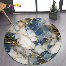 2025 nuevo estilo lujoso Color mármol blanco dorado alfombra redonda para decoración de dormitorio sala de estar, alfombra de decoración para mascotas