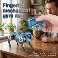 Perro Robot Transformable, Spinner Antiestrés, Robot Deformable con Rotación de 360°, Juguete Sensorial para Adultos, Regalo de Cumpleaños
