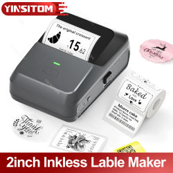 YINSITOM-Mini impresora térmica portátil, 20-50mm, Bluetooth, código de barras, mano, etiqueta de precio multifuncional, fabricante de pegatinas, Android/iOS