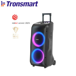 Tronsmart Halo 300 altavoces bluetooth Partybox 240W con entrada guitarra/micrófono/XLR, TWS, 20H de tiempo de reproducción, rollos de portabilidad y ascensores para