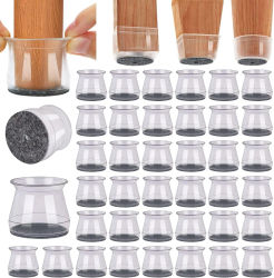 28 protectores de suelo para patas de silla para suelos de madera dura, tapas de silicona para sillas, almohadillas deslizantes para muebles con parte inferior de fieltro envuelta