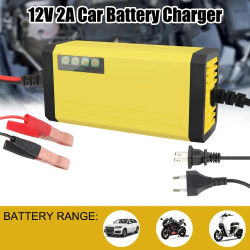 Cargador de batería de coche de 12V y 2A, cargador de reparación de pulsos de energía de 220V, batería de plomo ácido húmedo y seco, pantalla LED, cargador de batería para Moto y camión