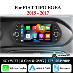Android Auto para FIAT TIPO EGEA 2015-2017, Carplay Inalámbrico, Reproductor Multimedia para Auto, GPS, Navegación, DSP, Estéreo, Bluetooth
