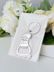 Recuerdo de Bautizo, Llavero Personalizado con Forma de Pie, Abrebotellas, Regalo de Primer Cumpleaños o Aniversario para Invitados, Recuerdo para Baby Shower